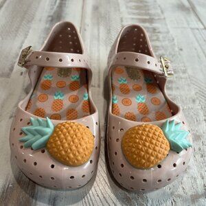 Mini Melissa Furadinha Pineapple Perforated Mary Jane Shoes Sandals Girls 7